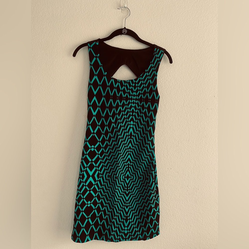 SABORA mini colorful dress- Vintage backless - Large - Black & Green